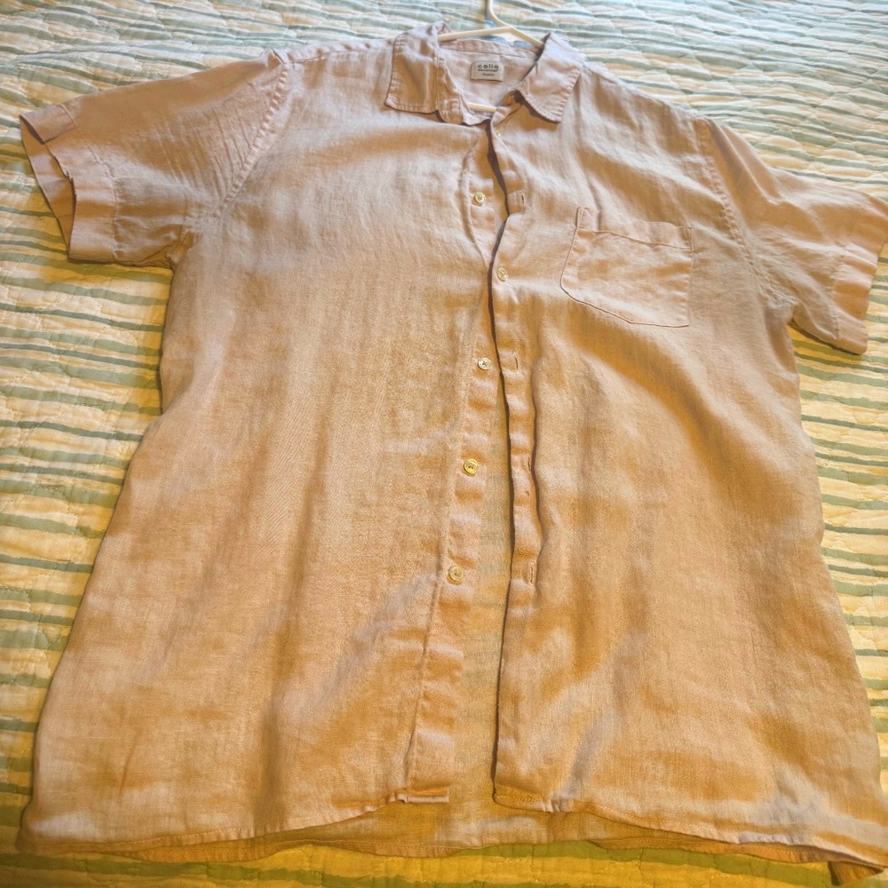 Celio L Light Pink Short Button Down Sleeve Shirt (France)